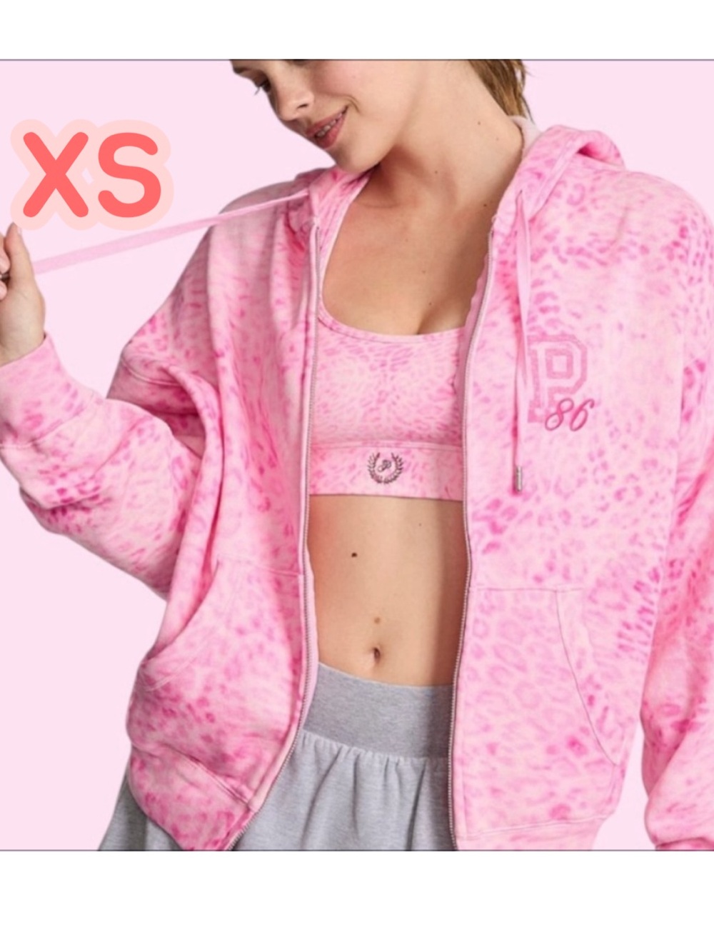 PINK LEOPARD FULL ZIP HOODIE